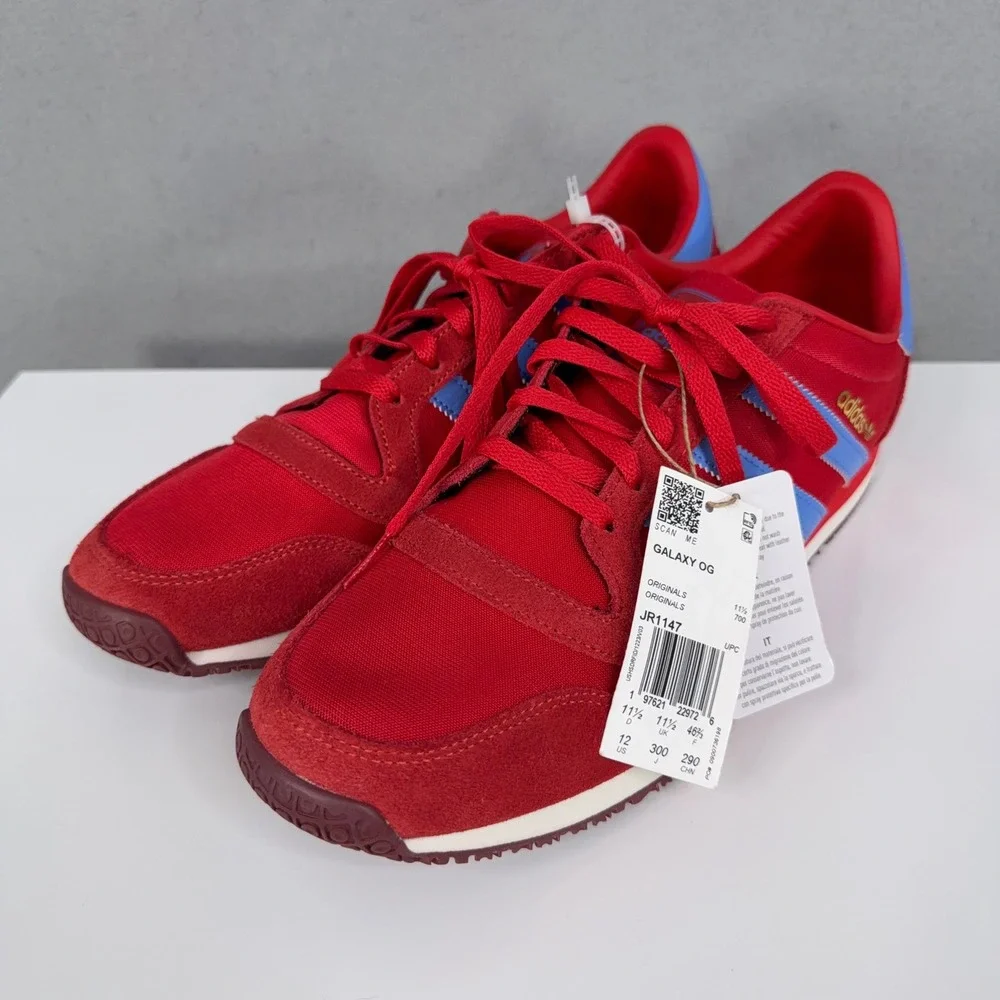 Adidas Shoes Mens 12 Red Blue Low Top Sneakers Retro Running Galaxy OG JR1147